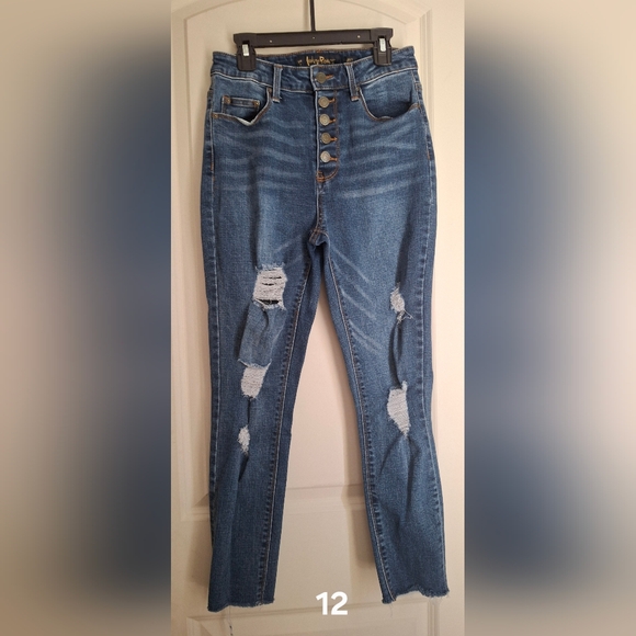 Indigo Rein Curvy Sz 7 Blue Distressed Women Jeans Skinny Casual Streetwear - Picture 1 of 8